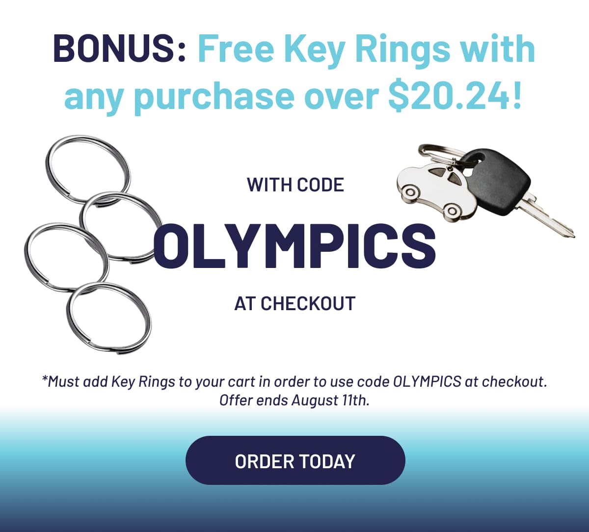 BONUS: Free Key Rings with any purchase over $20.24!